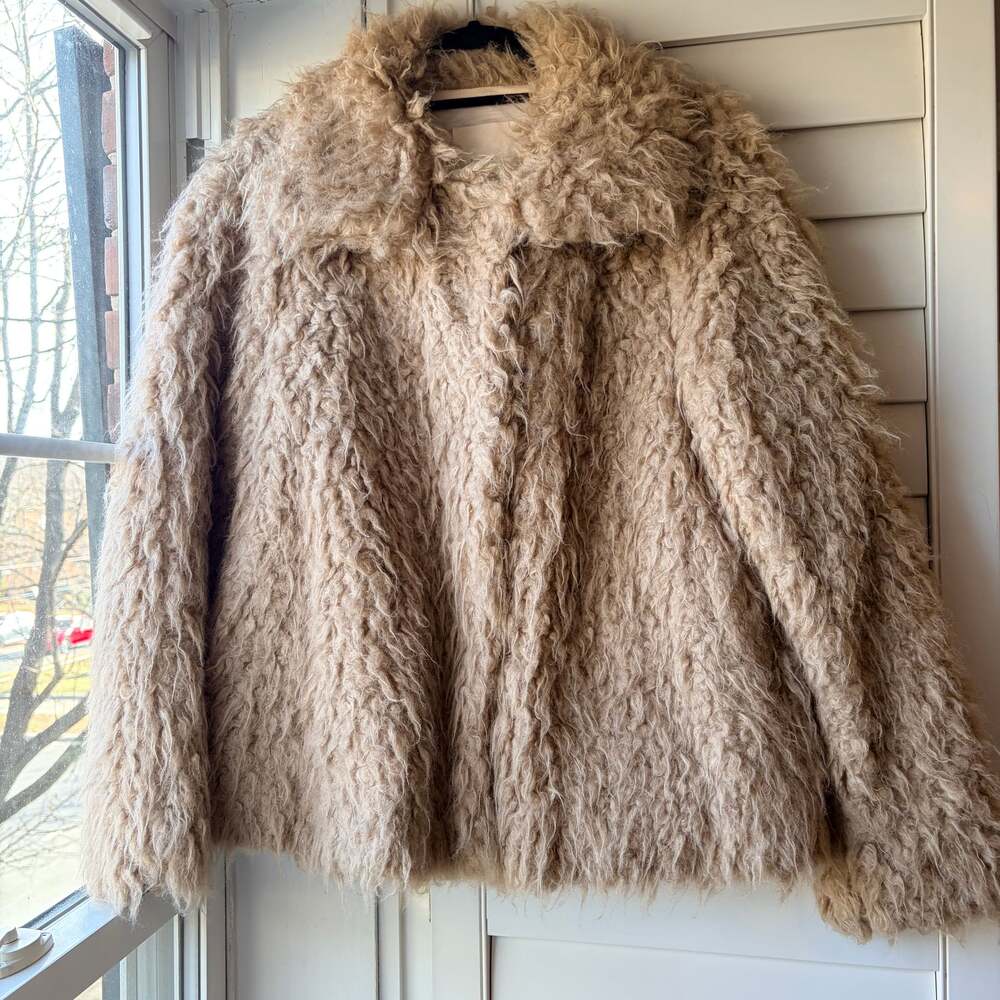 Rebecca Taylor Fluffy Faux Fur Teddy Jacket Shabby Chic Grunge SzM